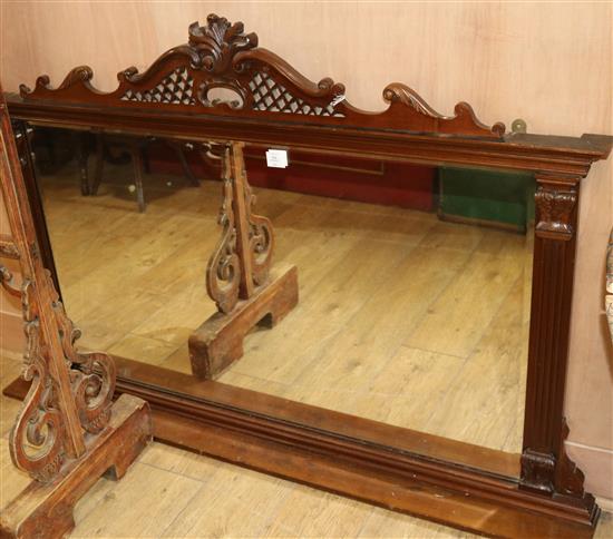 An Edwardian walnut overmantel, W.154cm
